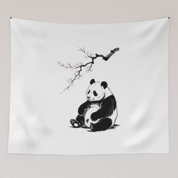 Item preview, Japanese Panda Sakura Cherry Blossoms Sumi-e Aesthetic designed and sold by IdunayaStore.