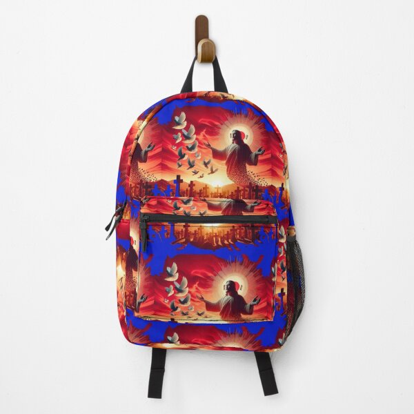 Item preview, Jesus Silhouette in Crimson Sunset Sky – Cute 3D Bird Formation Art with Korea Flag , designed and sold by PaintMeWorld.