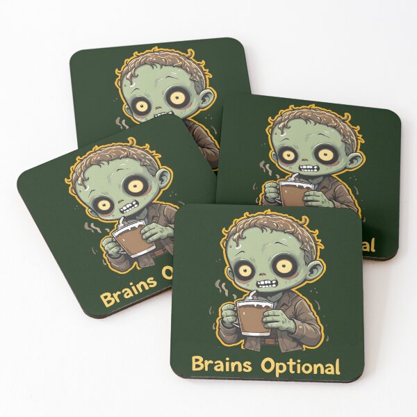 Item preview,  Brains Optional Zombie Coffee - Funny Cute Zombie Drinking Coffee Cartoon Design designed and sold by Amplify-n-Co.