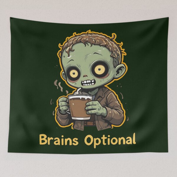 Item preview,  Brains Optional Zombie Coffee - Funny Cute Zombie Drinking Coffee Cartoon Design designed and sold by Amplify-n-Co.