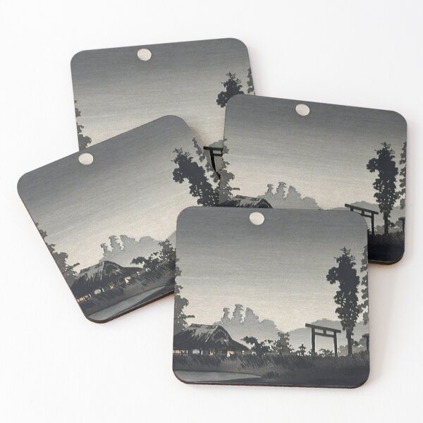 Item preview, Moonlit Village with Torii Gates - Hiroaki Takahashi Vintage Print designed and sold by Open Canvas.