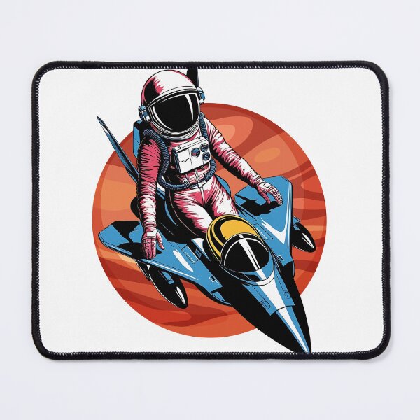 Item preview, Astronaut Riding Futuristic Spacecraft Near Mars designed and sold by yuki-hana.