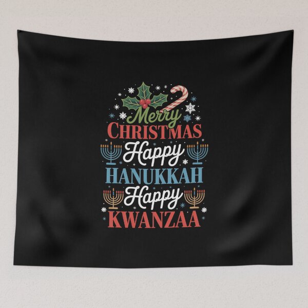Item preview, Merry Christmas Happy Hanukkah Jewish Happy Kwanzaa Xmas  designed and sold by FaithAbbott.