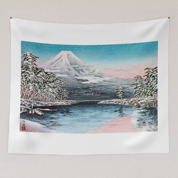 Item preview, Mount Fuji and Bridge in Winter - Hiroaki Takahashi Vintage Print designed and sold by Open Canvas.