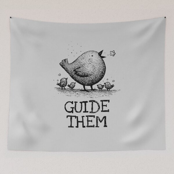 Item preview, Chalkboard Bird with Chicks, Black on Light Grey designed and sold by nikoart001.
