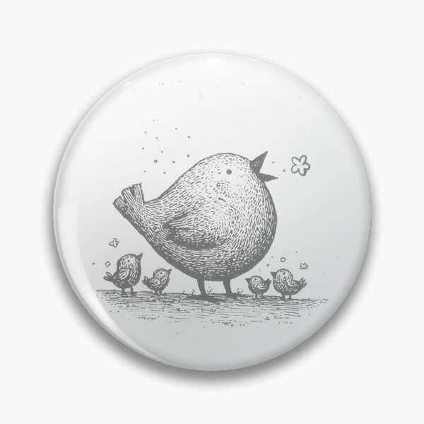 Item preview, Chalkboard Bird with Chicks, Dark Grey on White designed and sold by nikoart001.