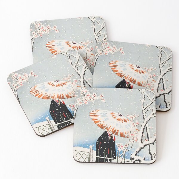 Item preview, Woman with Umbrella in Snow - Hiroaki Takahashi Vintage Print designed and sold by Open Canvas.