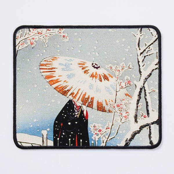 Item preview, Woman with Umbrella in Snow - Hiroaki Takahashi Vintage Print designed and sold by Open Canvas.