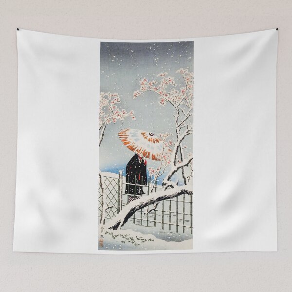 Item preview, Woman with Umbrella in Snow - Hiroaki Takahashi Vintage Print designed and sold by Open Canvas.