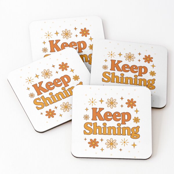 Item preview, Retro typography “Keep Shining” with flowers designed and sold by worldshopcolor.