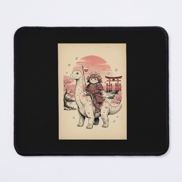 Item preview, Samurai Cat Riding Dinosaur Valentine – Japanese Fantasy Love Art designed and sold by yaginoie.
