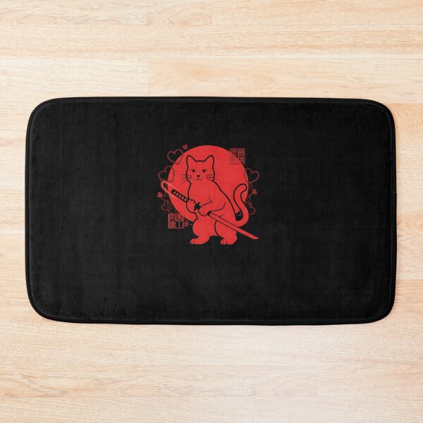 Item preview, Samurai Cat Valentine – Minimal Red Japanese Cat Art  designed and sold by yaginoie.
