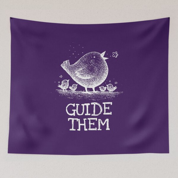 Item preview, Chalkboard Bird with Chicks, White on Purple designed and sold by nikoart001.