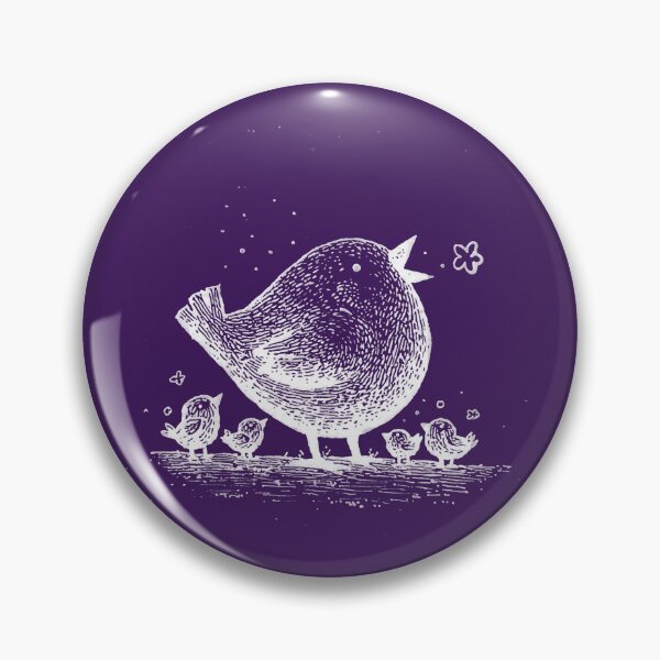 Item preview, Chalkboard Bird with Chicks, White on Purple designed and sold by nikoart001.