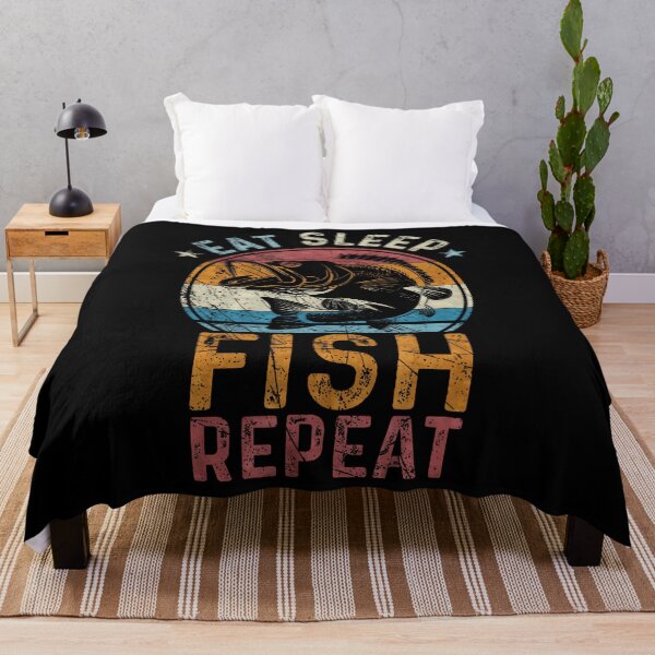 Item preview, Vintage Retro Eat Sleep Fish Repeat Fishing Lover designed and sold by vaharisanic.