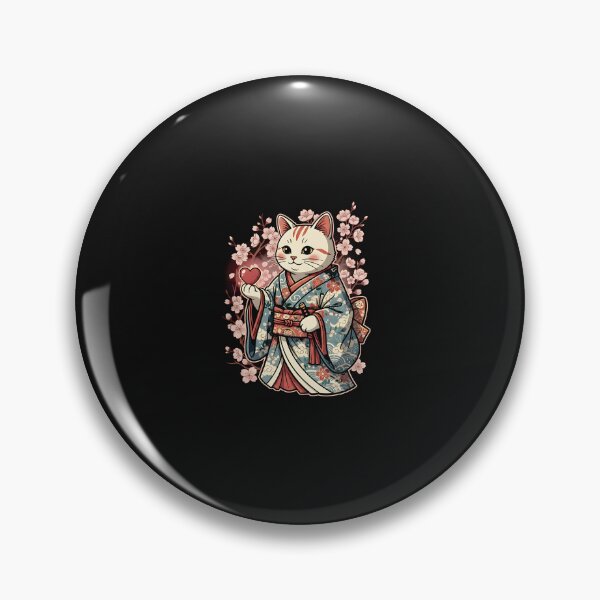 Item preview, Romantic Samurai Cat Valentine – Japanese Kimono Love Art designed and sold by yaginoie.