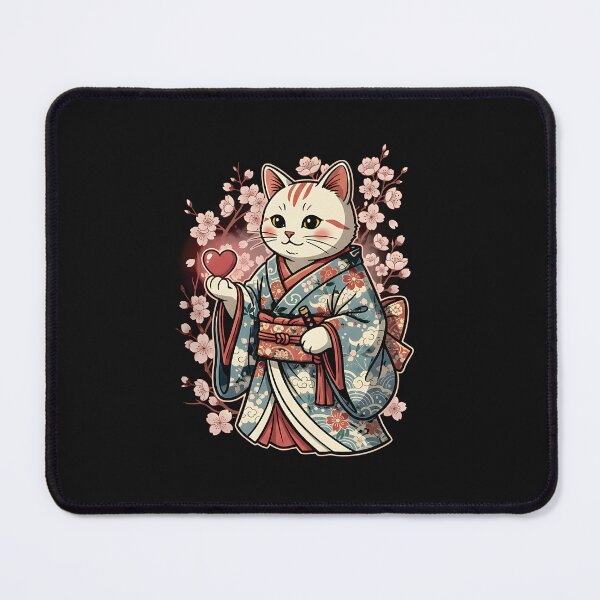 Item preview, Romantic Samurai Cat Valentine – Japanese Kimono Love Art designed and sold by yaginoie.