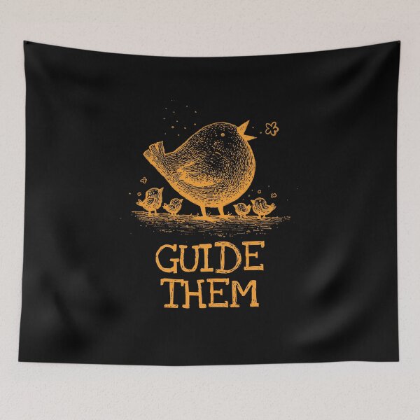 Item preview, Chalkboard Bird with Chicks, Yellow on Black designed and sold by nikoart001.