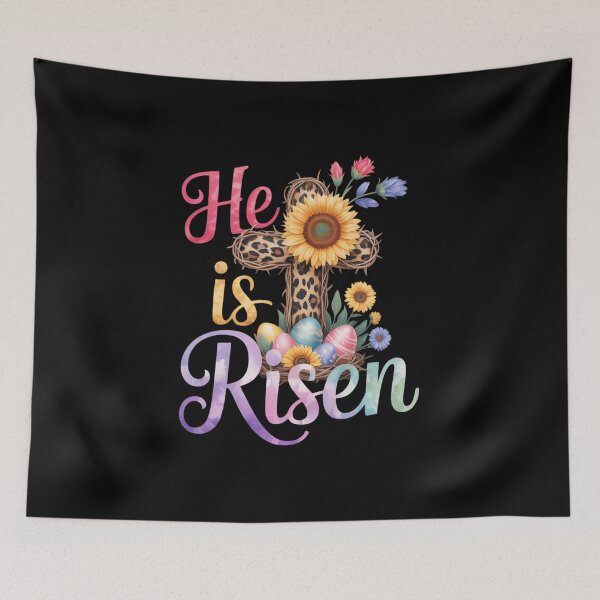 Item preview, He Is Risen Floral Jesus Easter Day Christians Leopard Cross designed and sold by IdunayaStore.