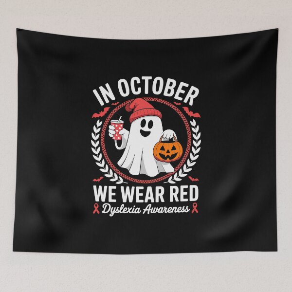 Item preview, October We Wear Red Dyslexia Awareness Month Halloween Ghost designed and sold by IdunayaStore.