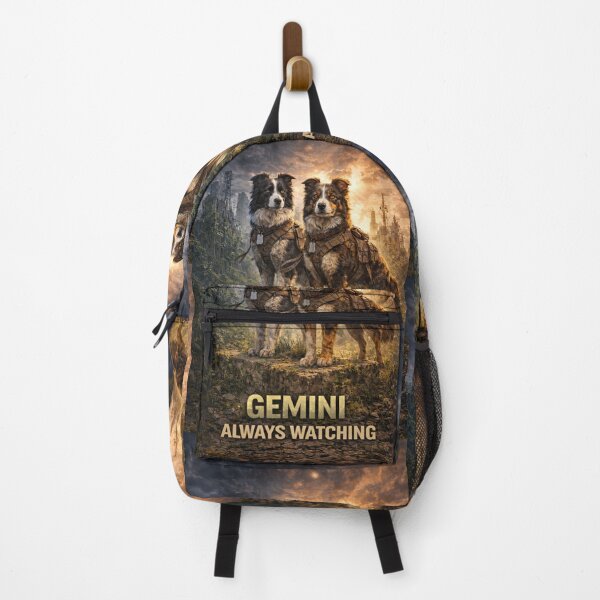 Item preview, Gemini Dog Zodiac Art – Always Watching Survivor Astrology Illustration designed and sold by TroyTheTerrific.