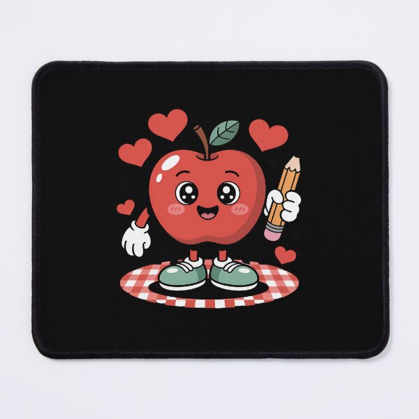 Item preview, Cute Retro Checkered Apple with Face Teacher Pencil Trendy designed and sold by catsdothingz.