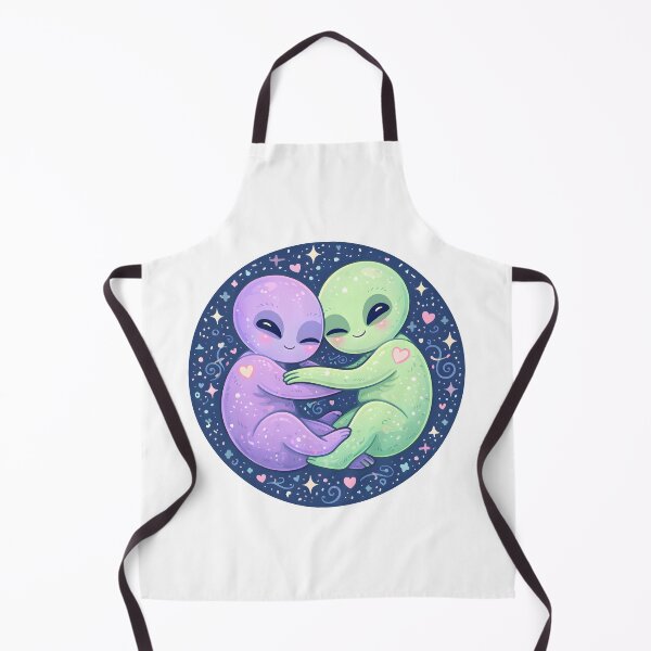 Item preview, Cute Alien Couple Hugging – Kawaii Space Love Illustration designed and sold by Senkov.