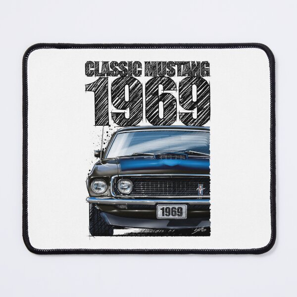 Item preview, 1969 Ford Mustang Mach 1 Black – Classic Muscle Car Front View Illustration designed and sold by Petrolhead T-Shirts and Art.