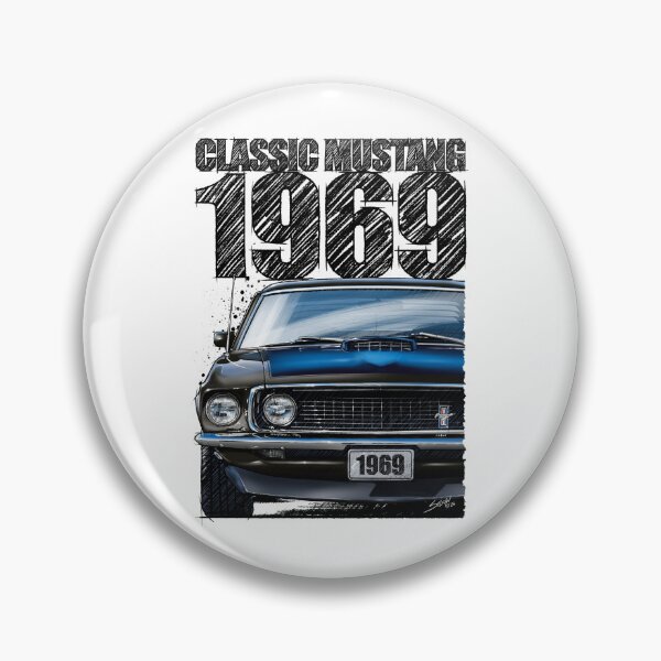 Item preview, 1969 Ford Mustang Mach 1 Black – Classic Muscle Car Front View Illustration designed and sold by Petrolhead T-Shirts and Art.