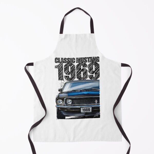 Item preview, 1969 Ford Mustang Mach 1 Black – Classic Muscle Car Front View Illustration designed and sold by Petrolhead T-Shirts and Art.