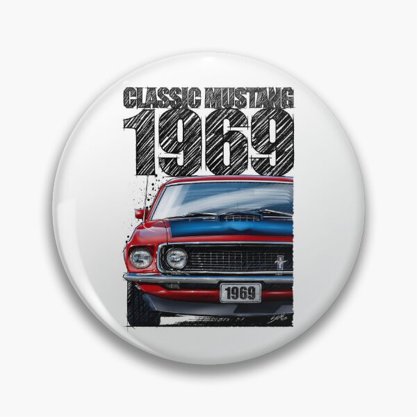 Item preview, 1969 Ford Mustang Mach 1 Red – Classic Muscle Car Front View Illustration designed and sold by Petrolhead T-Shirts and Art.