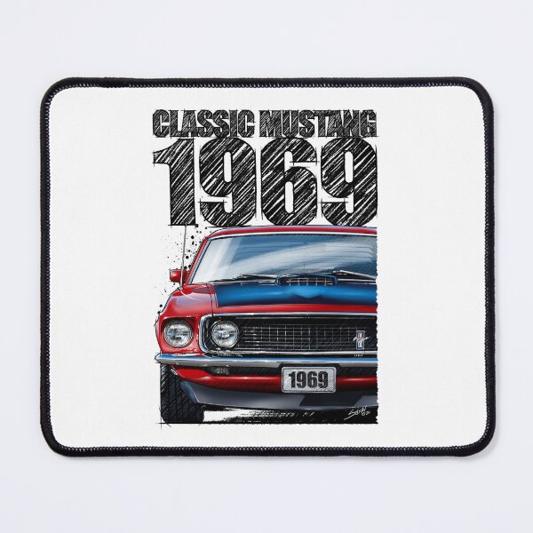 Item preview, 1969 Ford Mustang Mach 1 Red – Classic Muscle Car Front View Illustration designed and sold by Petrolhead T-Shirts and Art.