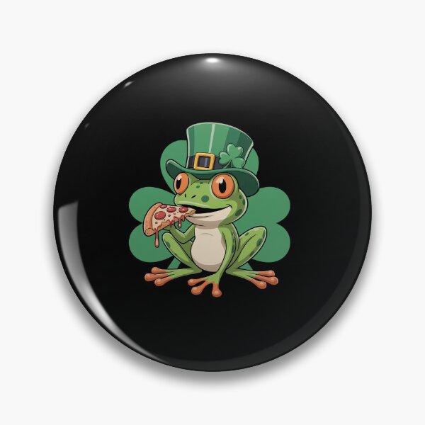 Item preview, Frog Pizza St Patricks Day Irish Shamrock Lucky designed and sold by KonopikaaArt.