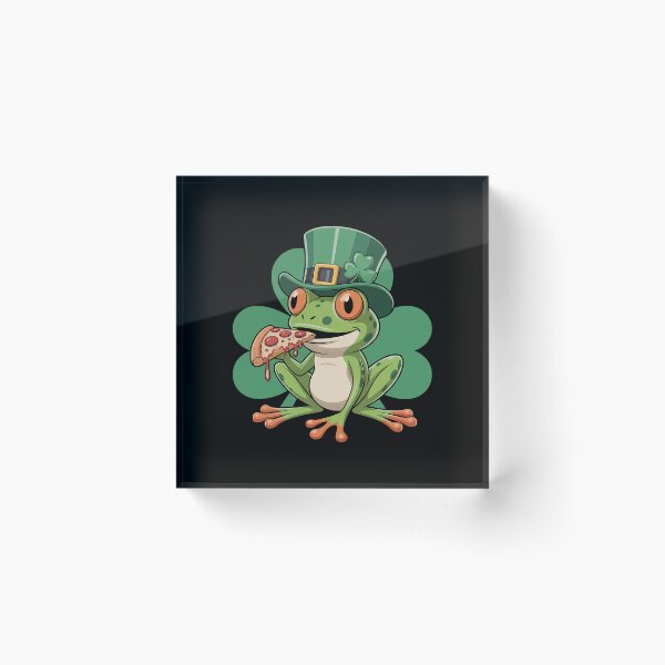 Item preview, Frog Pizza St Patricks Day Irish Shamrock Lucky designed and sold by KonopikaaArt.