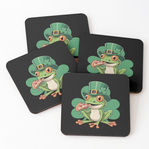 Item preview, Frog Pizza St Patricks Day Irish Shamrock Lucky designed and sold by KonopikaaArt.