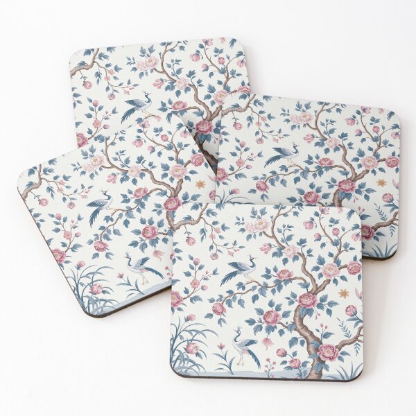 Item preview, Blue & White Chinoiserie Tree of Life Pattern with Birds | Elegant Porcelain Floral Wallpaper Art designed and sold by Tamas Das.