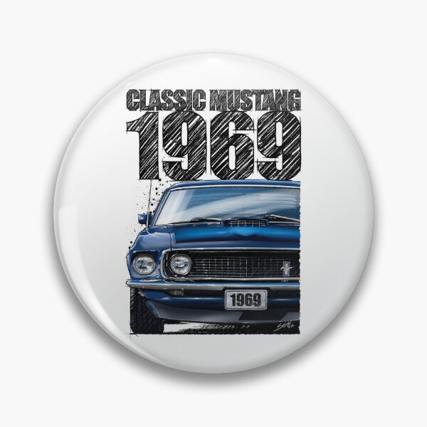 Item preview, 1969 Ford Mustang Mach 1 Acapulco Blue – Classic Muscle Car Front View Illustration designed and sold by Petrolhead T-Shirts and Art.