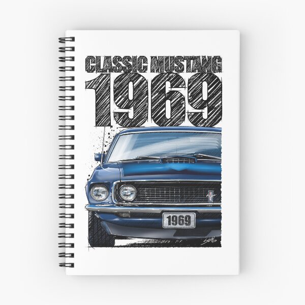 Item preview, 1969 Ford Mustang Mach 1 Acapulco Blue – Classic Muscle Car Front View Illustration designed and sold by Petrolhead T-Shirts and Art.