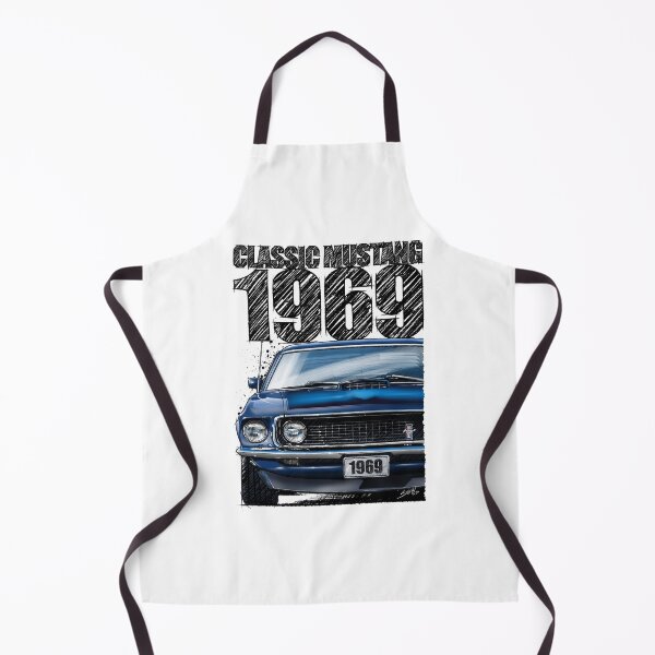 Item preview, 1969 Ford Mustang Mach 1 Acapulco Blue – Classic Muscle Car Front View Illustration designed and sold by Petrolhead T-Shirts and Art.