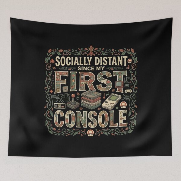 Item preview, SOCIALLY DISTANT SINCE MY FIRST CONSOLE funny gamer gaming humour designed and sold by Jt41.