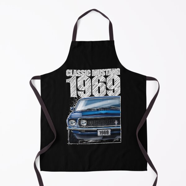 Item preview, 1969 Ford Mustang Mach 1 Acapulco Blue (Dark Background) – Classic Muscle Car Front View Illustration designed and sold by Petrolhead T-Shirts and Art.