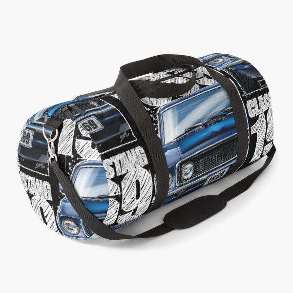 Item preview, 1969 Ford Mustang Mach 1 Acapulco Blue (Dark Background) – Classic Muscle Car Front View Illustration designed and sold by Petrolhead T-Shirts and Art.