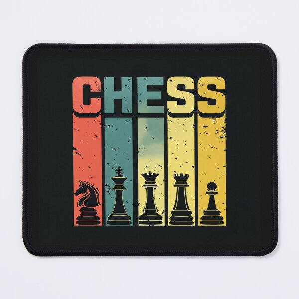 Item preview, Bold Retro Chess Design – Colorful Silhouettes of Knight, King, Queen, Rook & Pawn on Black designed and sold by Bright Nest Studio.
