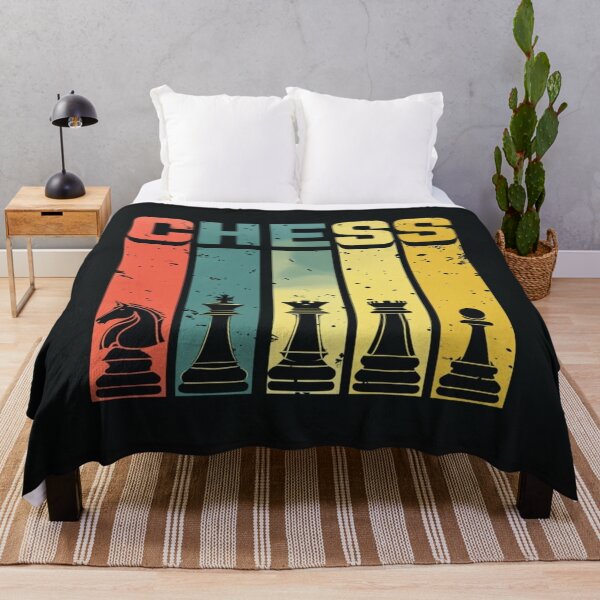 Item preview, Bold Retro Chess Design – Colorful Silhouettes of Knight, King, Queen, Rook & Pawn on Black designed and sold by Bright Nest Studio.