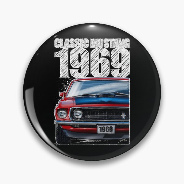 Item preview, 1969 Ford Mustang Mach 1 Red (Dark Background) – Classic Muscle Car Front View Illustration designed and sold by Petrolhead T-Shirts and Art.