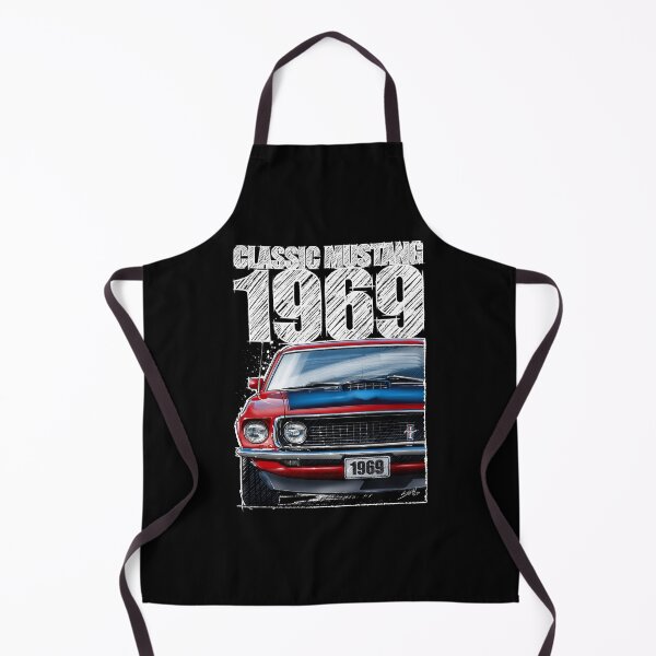 Item preview, 1969 Ford Mustang Mach 1 Red (Dark Background) – Classic Muscle Car Front View Illustration designed and sold by Petrolhead T-Shirts and Art.