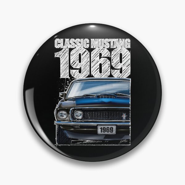 Item preview, 1969 Ford Mustang Mach 1 Black (Dark Background) – Classic Muscle Car Front View Illustration designed and sold by Petrolhead T-Shirts and Art.
