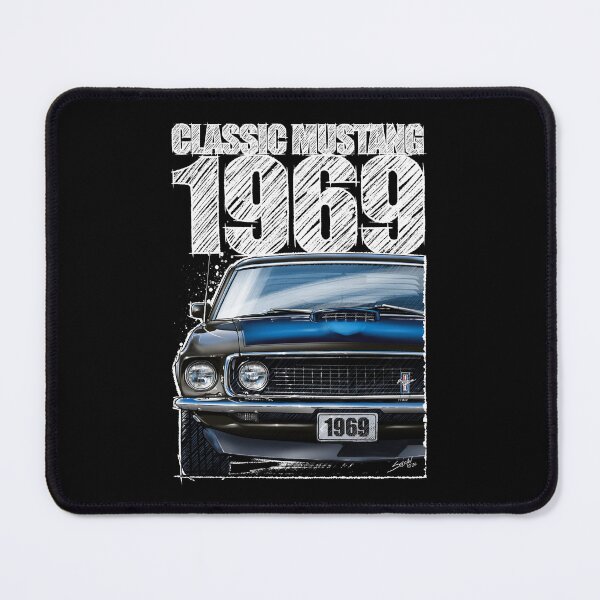 Item preview, 1969 Ford Mustang Mach 1 Black (Dark Background) – Classic Muscle Car Front View Illustration designed and sold by Petrolhead T-Shirts and Art.