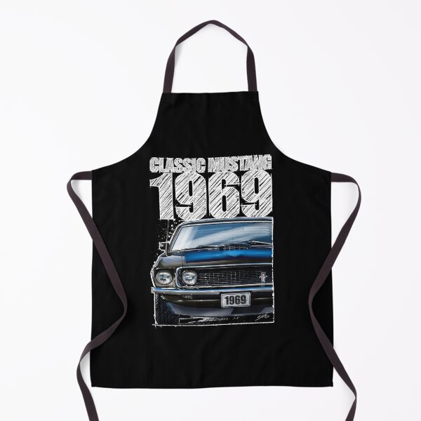 Item preview, 1969 Ford Mustang Mach 1 Black (Dark Background) – Classic Muscle Car Front View Illustration designed and sold by Petrolhead T-Shirts and Art.
