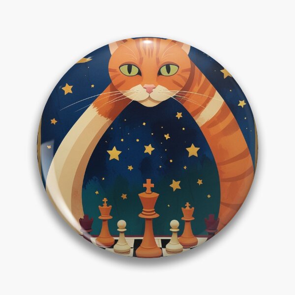 Artikelvorschau, Orangefarbene getigerte Katze spielt Schach – Mittelalterliche Kunst entworfen und verkauft von PictorialWhimsy.